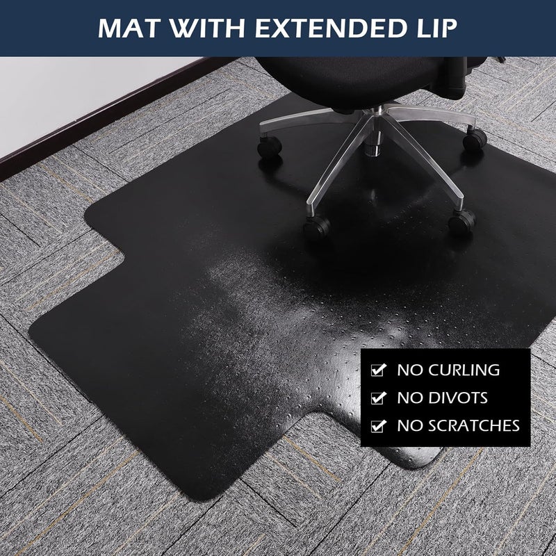 SALLOUS Office Chair Mat for Carpet, 45" x 53" Heavy Duty Chair Mat for Carpeted Floors,Non-Slip Floor Mat with Extended Lip, Floor Protector Computer Desk Mat for Home Office (Black, T-Shape) - Image 5